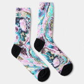 Boheemse Kleurrijke Pastel Fractal Marmer Abstract Sokken (Rechts)