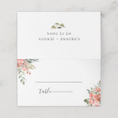 Boheemse koraal bloemenbruiloft plaatskaartje (Buitenkant ongevouwen)