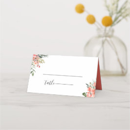 Boheemse koraal bloemenbruiloft plaatskaartje