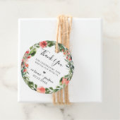 Boheemse koraal bloemkrans bedankjes labels (In situ)