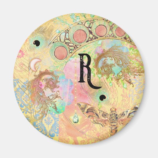 Boheemse  kunst unieke hippie pastel whimsica magneet (Voorkant)