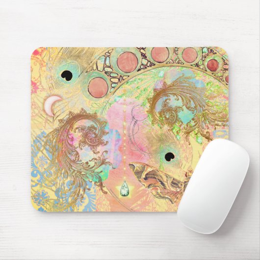 Boheemse  kunst unieke hippie pastel whimsica muismat (Met muis)