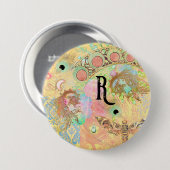 Boheemse kunst unieke hippie pastel whimsica ronde button 7,6 cm (Voorkant /achterkant)