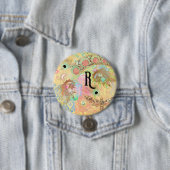 Boheemse kunst unieke hippie pastel whimsica ronde button 7,6 cm (In situ)