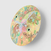 Boheemse  kunst unieke hippie pastel whimsica ronde klok (Hoek)