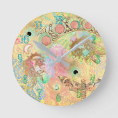 Boheemse  kunst unieke hippie pastel whimsica ronde klok (Voorkant)