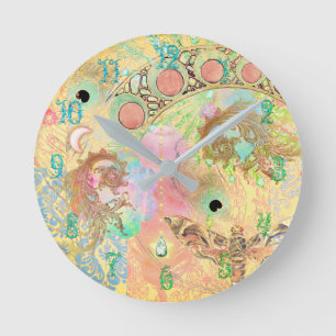 Boheemse  kunst unieke hippie pastel whimsica ronde klok