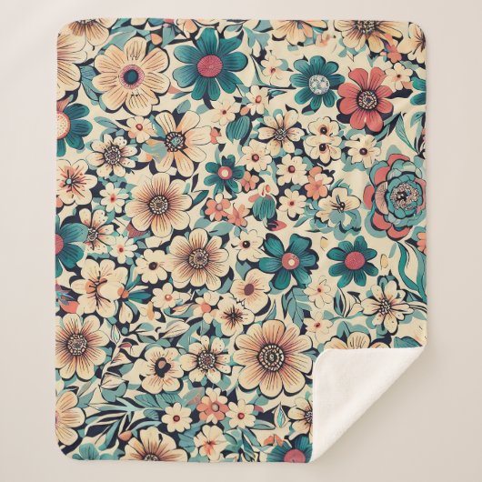 Boheemse Lente Bloem Patroon Sherpa Deken (Voorkant)