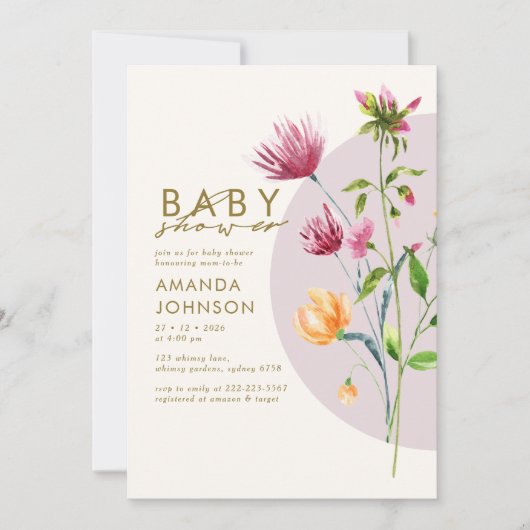 Boheemse lente Wildflower Baby shower Kaart (Voorkant)