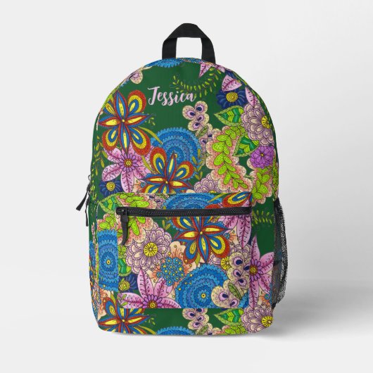 Boheemse levendige volkskunst met de hand getrokke bedrukte rugzak (Voorkant)