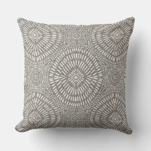 Boheemse lichte taupe patroon kussen (Voorkant)
