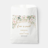 Boheemse lichtroze rozen eucalyptus gouden bruilof bedankzakje (Voorkant)