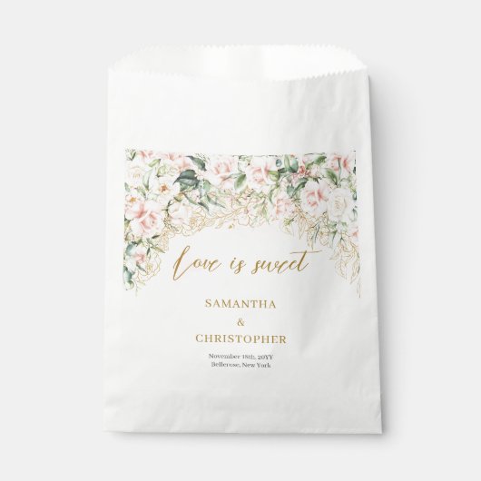 Boheemse lichtroze rozen eucalyptus gouden bruilof bedankzakje (Voorkant)