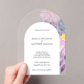 Boheemse Lila Floral Waterverf bruiloft Acryl Uitnodigingen (Insitu (Draagbaar))