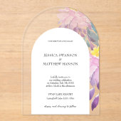 Boheemse Lila Floral Waterverf bruiloft Acryl Uitnodigingen (Voorkant)