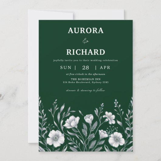 Boheemse luxe smaragdgroene herfstbruiloft kaart (Voorkant)