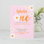 Boheemse madeliefjes baby 1e verjaardagsfeestje Sc Kaart (Staand voorkant)