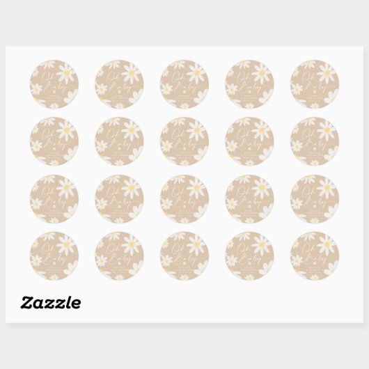Boheemse Madeliefjes Bloem Ronde Sticker (Vel)