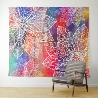 Boheemse Mandala Bloemen Waterverf Wandkleed