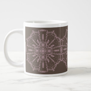 Boheemse Mandala Bloemige Blos Roze Bruine Kunst Grote Koffiekop