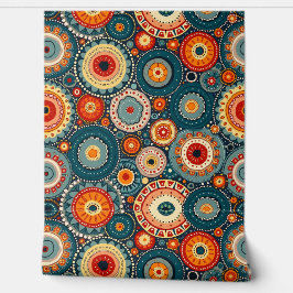 Boheemse Mandala-cirkels | Retro Folk Art Pattern Behang