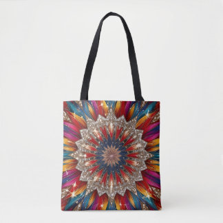 Boheemse Mandala-Tas – Levendig Rood en Goud Tote Bag