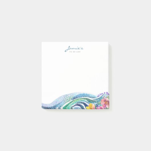 Boheemse mariene blauwe en turquoise golven post-it® notes (Voorkant)