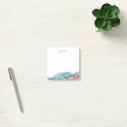Boheemse mariene blauwe en turquoise golven post-it® notes