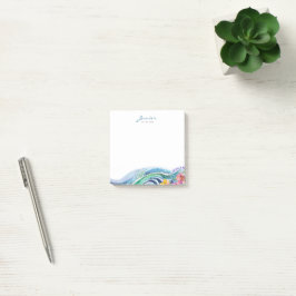 Boheemse mariene blauwe en turquoise golven post-it® notes
