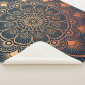 Boheemse marine blauwe perzik mandala sherpa deken (3/4)