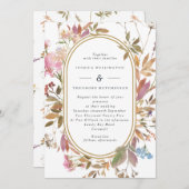 Boheemse mauve wilde bloem pil vorm frame trouwdag kaart (Voorkant / Achterkant)