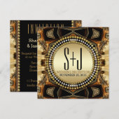 Boheemse Middeleeuwse Gouden Satijnen Trouwrecepti Kaart (Voorkant / Achterkant)