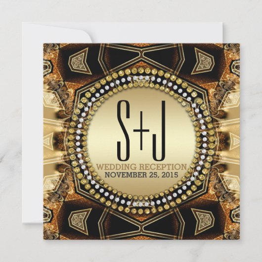 Boheemse Middeleeuwse Gouden Satijnen Trouwrecepti Kaart (Voorkant)