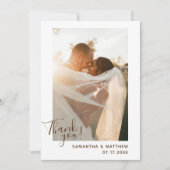 Boheemse minimalistische foto bruiloft bedankkaart (Voorkant)