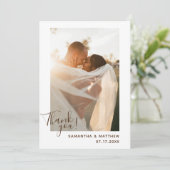 Boheemse minimalistische foto bruiloft bedankkaart (Staand voorkant)