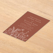 Boheemse minimalistische terracotta bruiloft acryl uitnodigingen (Laagn)