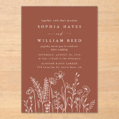 Boheemse minimalistische terracotta bruiloft acryl uitnodigingen (Voorkant)