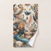 Boheemse mix van blauwgroen, magenta, paarse bloem bad handdoek (Handdoek)