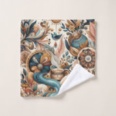 Boheemse mix van blauwgroen, magenta, paarse bloem bad handdoek (Wasdoekje)