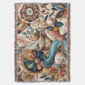 Boheemse mix van blauwgroen, magenta, paarse bloem deken (Voorkant Verticaal)