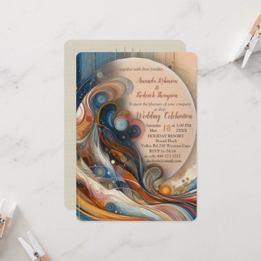 Boheemse mix van blauwgroen, magenta, paarse bloem kaart (Voorkant / Achterkant in situ)