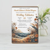 Boheemse mix van blauwgroen, magenta, paarse bloem kaart (Staand voorkant)