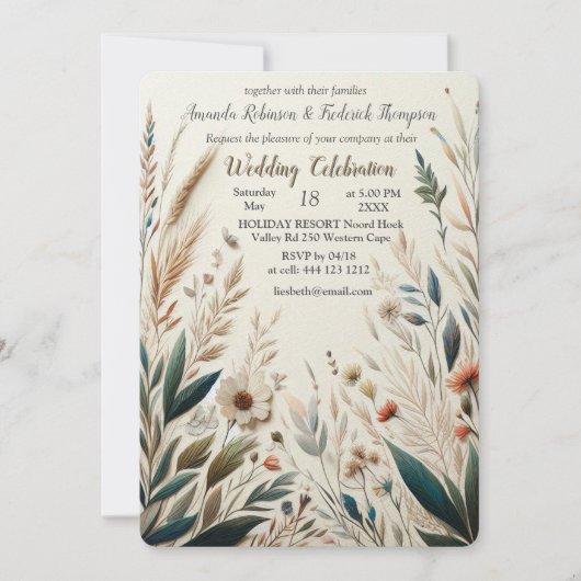 Boheemse mix van blauwgroen, magenta, paarse bloem kaart (Voorkant)