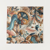 Boheemse mix van blauwgroen, magenta, paarse bloem wandkleed (Voorkant (horizontaal))