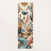 Boheemse mix van blauwgroen, magenta, paarse bloem yogamat (Achterkant)