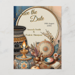 Boheemse mix van blauwgroen, magenta, paarse op cr aankondigingskaart