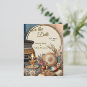 Boheemse mix van blauwgroen, magenta, paarse op cr aankondigingskaart (Staand voorkant)