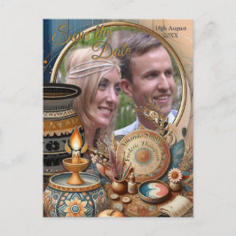 Boheemse mix van blauwgroen, magenta, paarse op cr aankondigingskaart