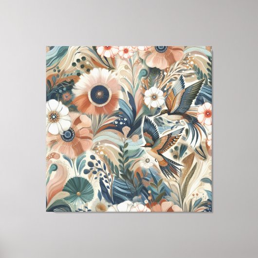 Boheemse mix van blauwgroen, magenta, paarse op cr canvas afdruk (Voorkant)