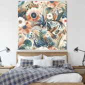 Boheemse mix van blauwgroen, magenta, paarse op cr canvas afdruk (Insitu (Slaapkamer))